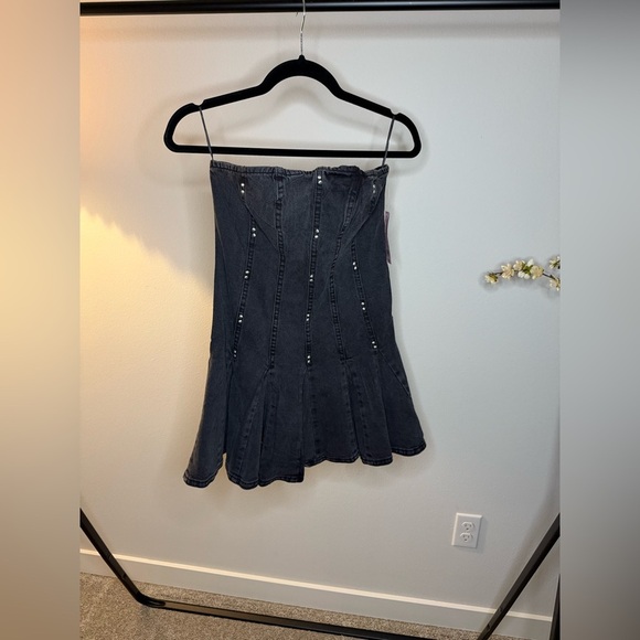 wild fable Dresses & Skirts - Wild Fable Black Denim Corset Tube Mini Dress | NWT | XS